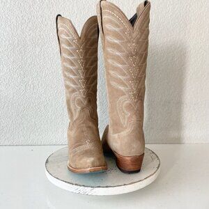 Lane SQUASH BLOSSUM Womens Cowboy Boots 9 Latte Suede Western Cowgirl Mid Calf